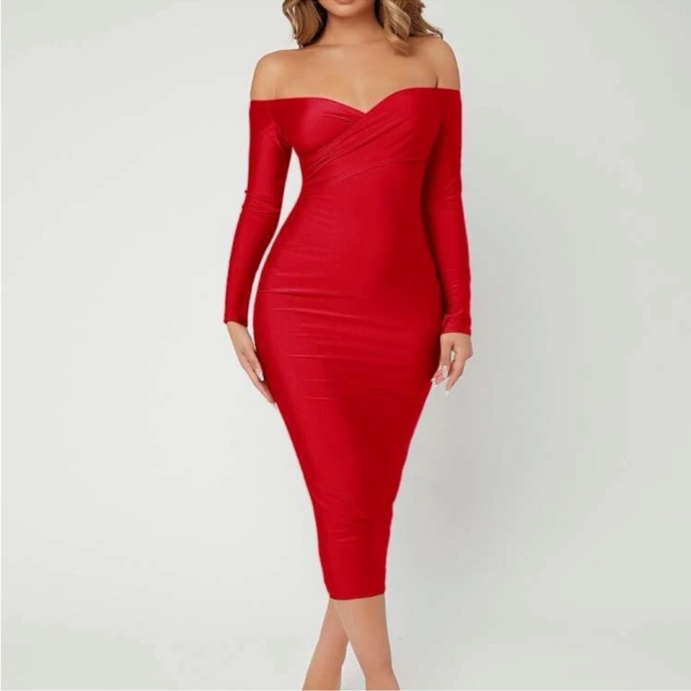 SHEIN SXY Bold Red Dress